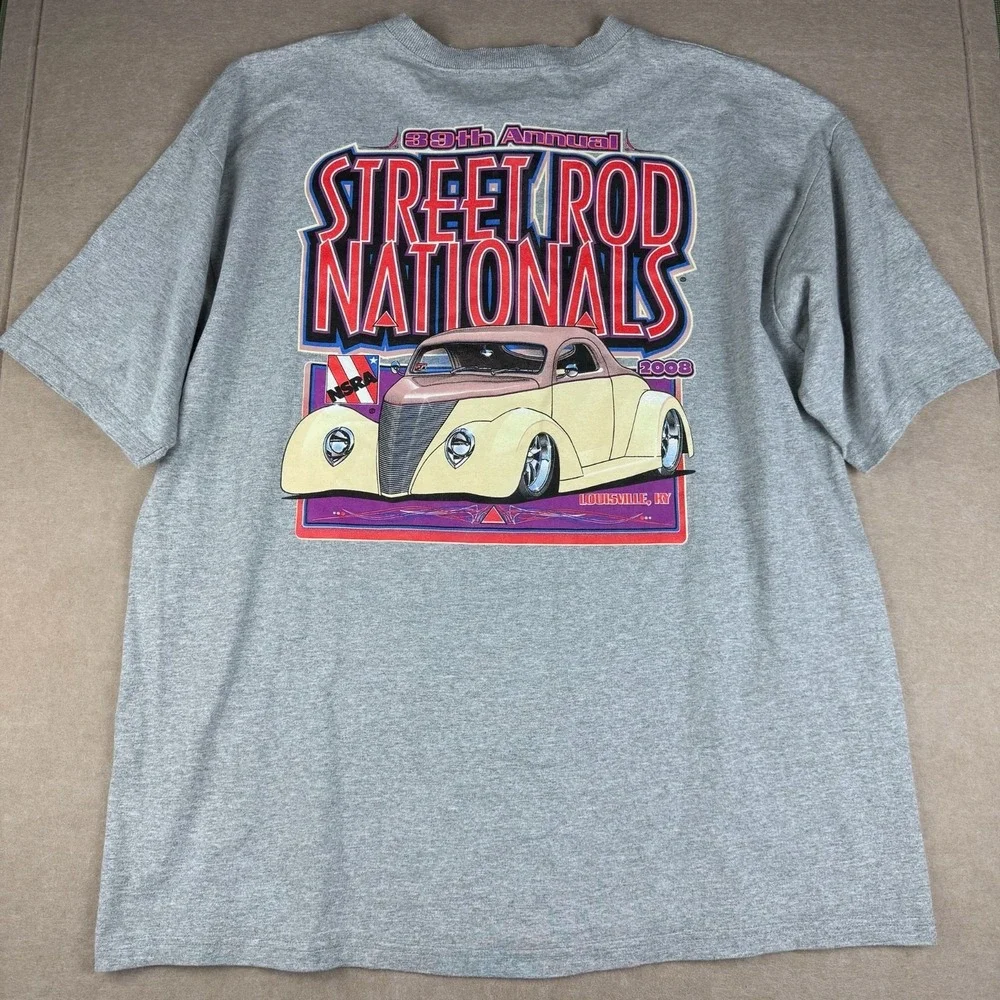 Street Rod Nationals 2008 Shirt Mens XL Gray Hot Rod Car Show Louisville KY‎ Tee